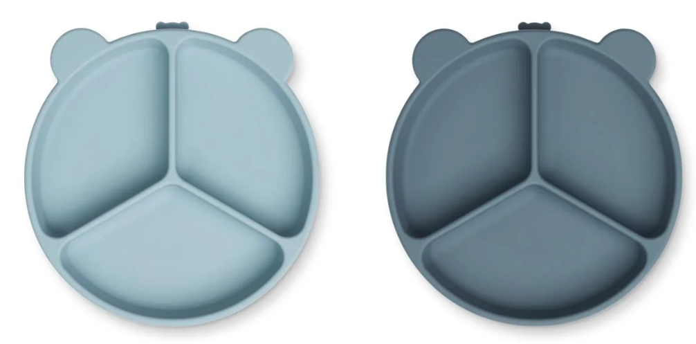 LIEWOOD - Lot de 2 assiettes Stacy - Sea Blue/Whale Blue mix