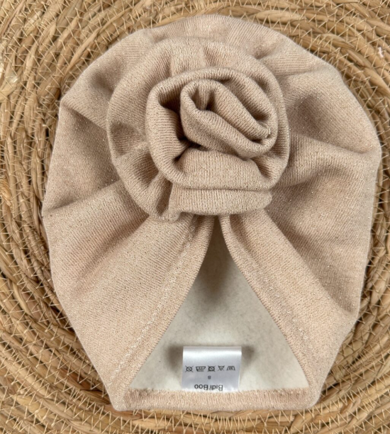 BidiBoo - Turban Fleur - Beige brillant