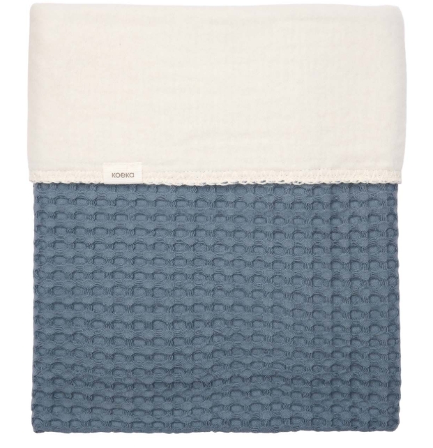 Koeka - Couverture Berceau cotton polaire - 75x100 cm - Amsterdam - Bluestone