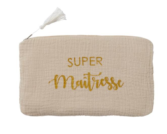 BB&amp;Co - Trousse cadeau zippée “Super Maîtresse” - Biscuit