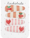 Rockahula - Lot de 4 pinces à cheveux - Cherry Stripe Fabric Clip