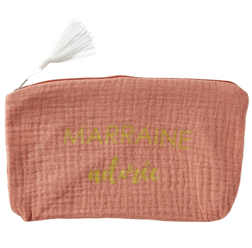 BB&amp;Co - Trousse cadeau zippée “Marraine adorée” - Marsala