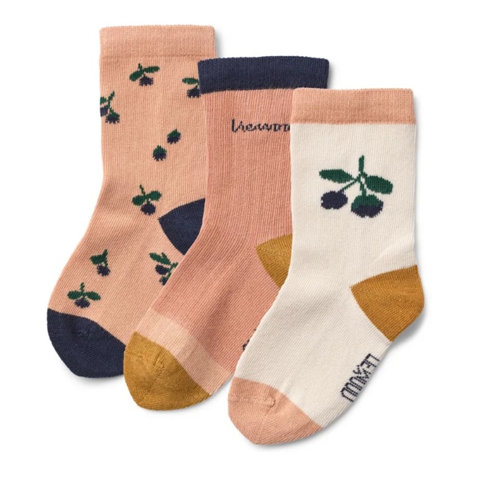 Liewood - Lot de 3 chaussettes Silas - Berry/Pale Tuscany
