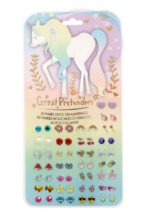 Great Pretenders - Lot de 30 autocollants pour boucles d'oreilles - Licorne Fantaisie