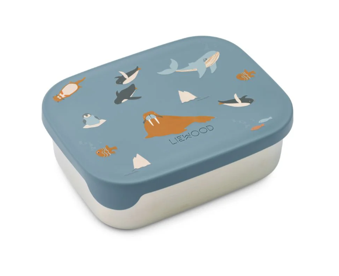 Liewood - Boîte à déjeuner Arthur en acier et silicone - Artic Sea/Ocean View