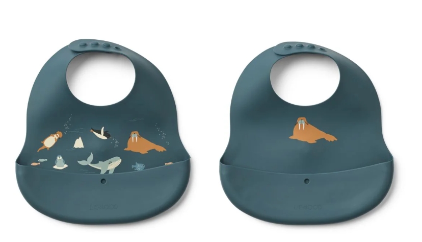 LIEWOOD - Lot de 2 bavoirs Ember - Arctic Sea/ Ocean View
