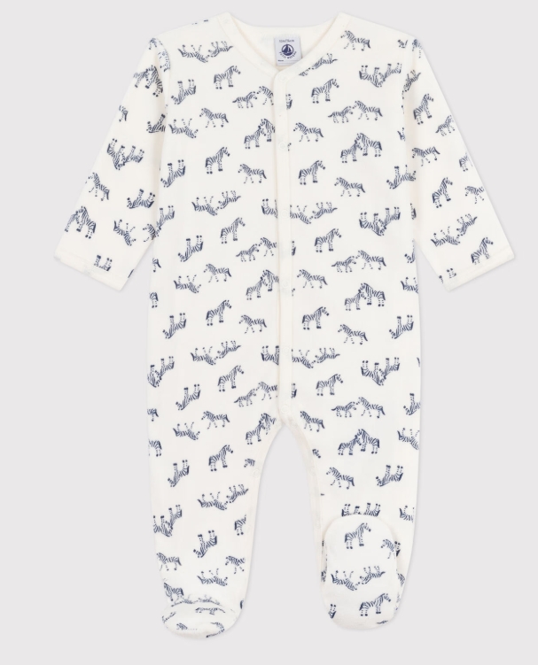 Petit Bateau - Pyjama bébé en velours imprimé zèbre