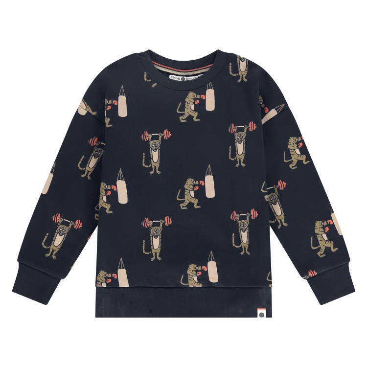 STAINS & STORIES - Pull bleu marine à motifs - Garçon