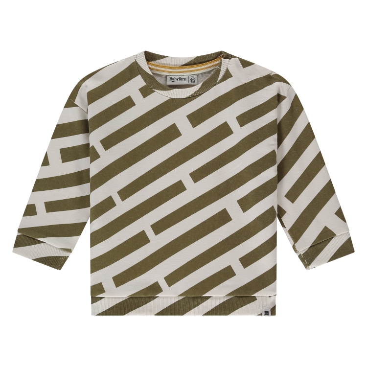 BABYFACE - Sweatshirt à lignes Blanc/Kaki - Garçon