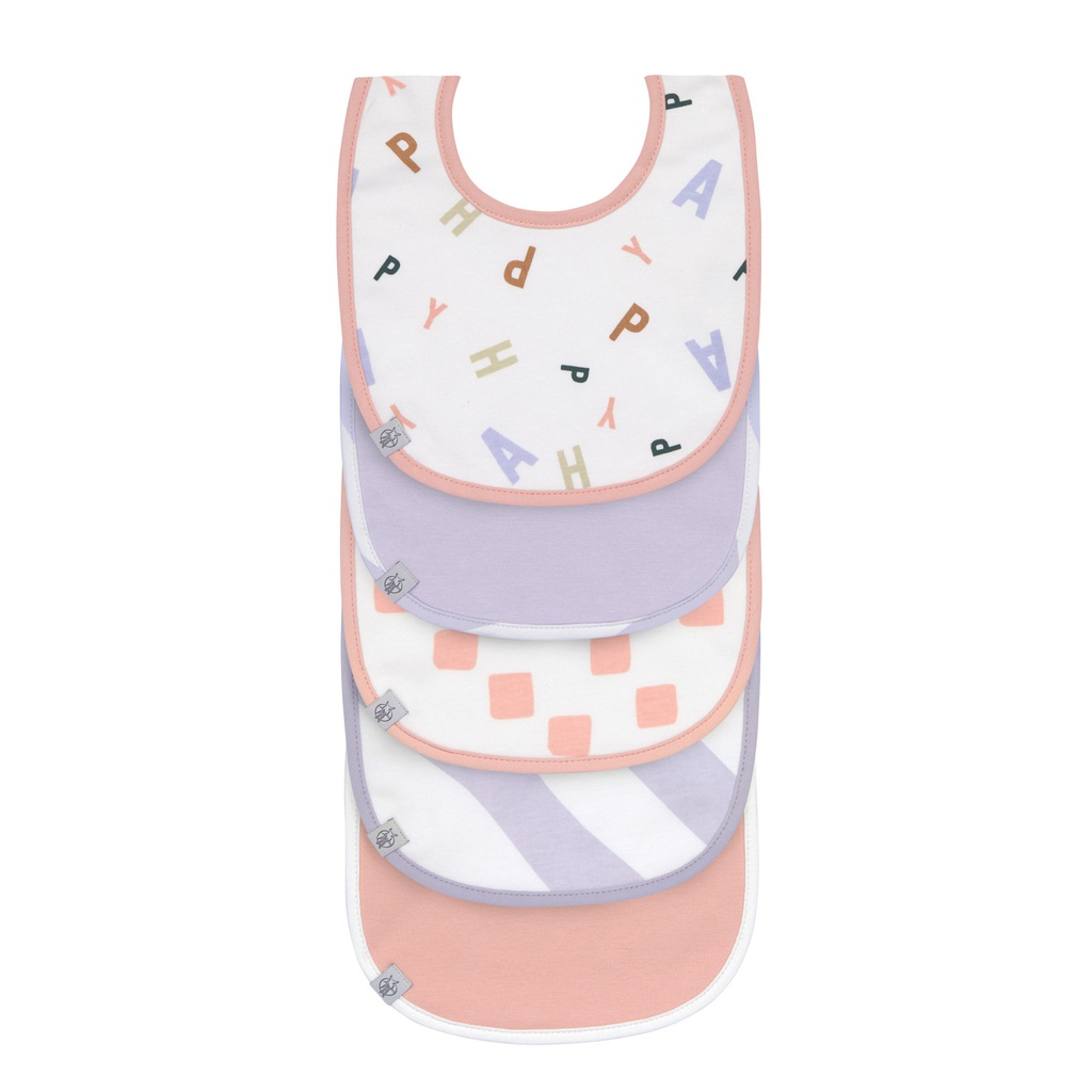 Lässig - Lot de 5 bavoirs imperméables - Happy Fruits Pêche