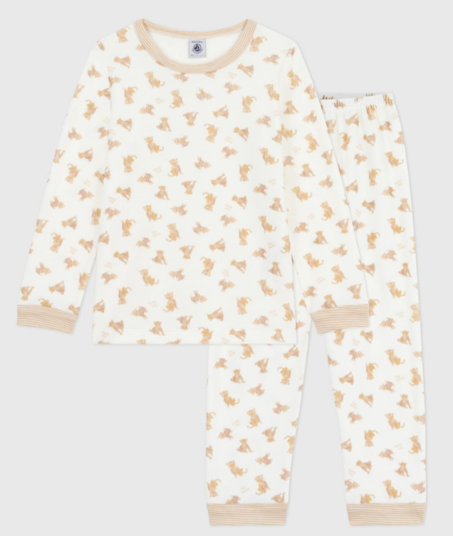 Petit bateau - Pyjama 2 pièces enfant en velours imprimé léopards