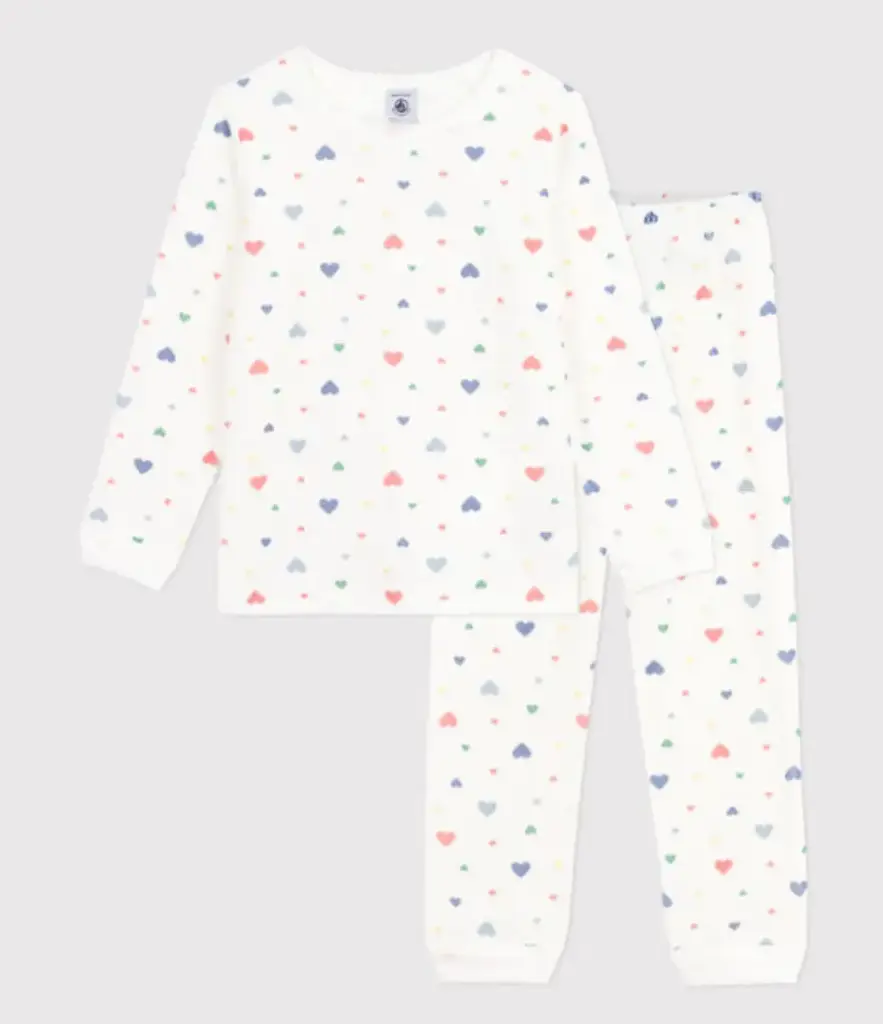 Petit bateau - Pyjama 2 pièces enfant en velours imprimé cœurs multicolores
