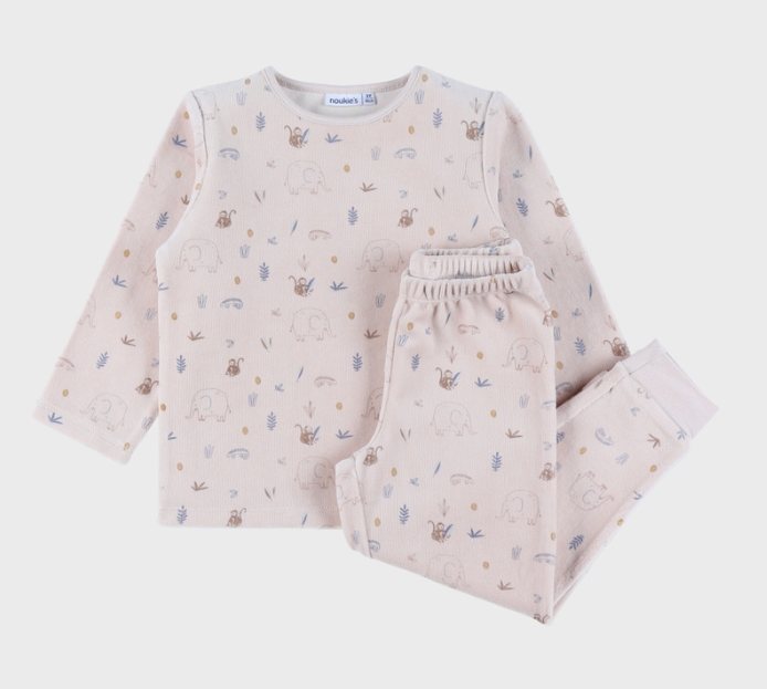 Noukie's - Pyjama jungle 2 pièces en velours - Beige