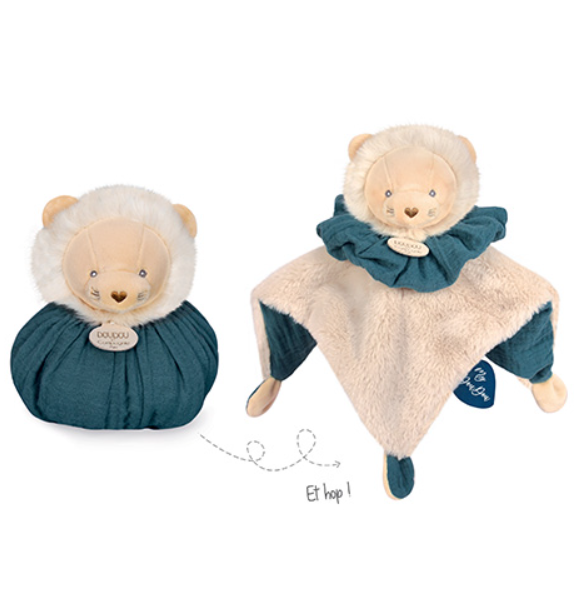 Doudou et Compagnie - Doudou Lion marron - Cocon - Balle d'éveil - 3 en 1