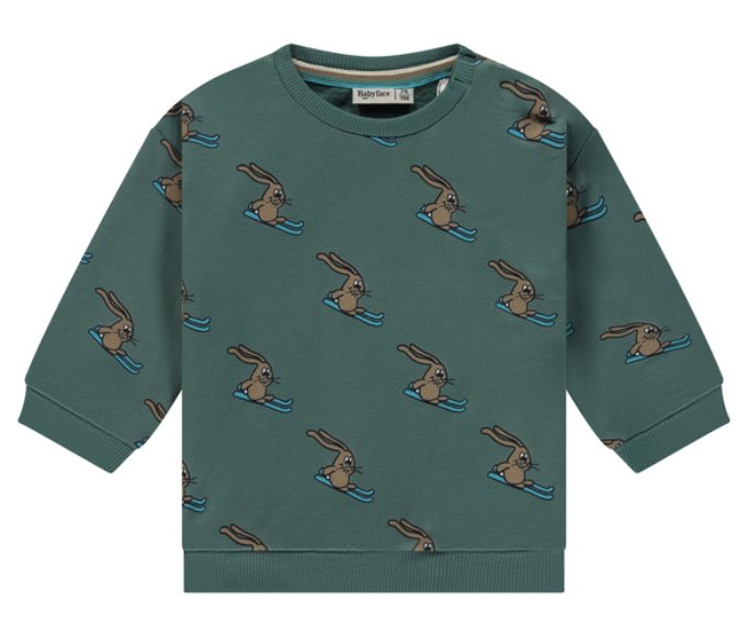 BABYFACE - Sweatshirt vert bouteille avec imprimés lapins - Garçons