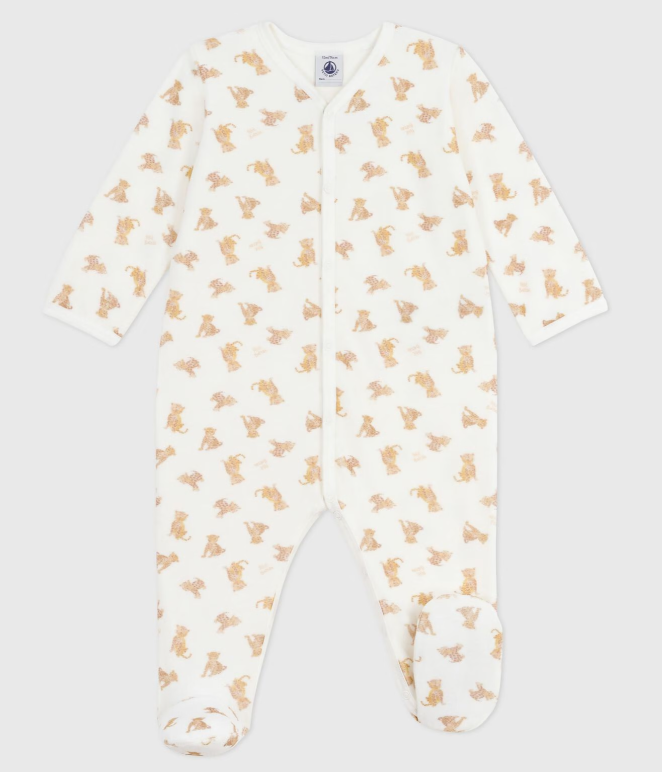 Petit Bateau - Pyjama bébé en velours imprimé tigres