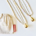 Babyshell - Bola or goutte et chaîne fine assortie avec un cordon liberty