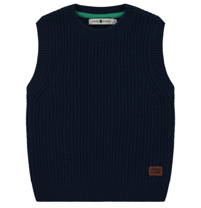 STAINS & STORIES - Pull sans manche bleu marine - Garçon