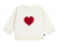 Petit bateau - Pull col rond en coton coeur rouge - Beige
