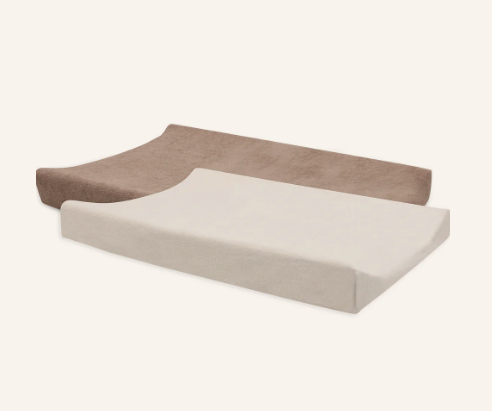 Jollein - Lot de 2 Housses Matelas à Langer Eponge 50x70 - Milky coffee/Ivory