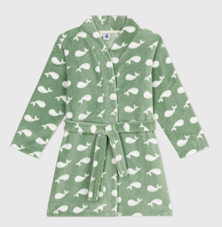 Petit Bateau - Peignoir enfant en polaire imprimé baleines - 6/8 ans