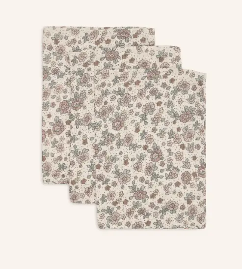 JOLLEIN - Gant de Toilette Gaze de Coton - Retro Flowers - 3 Unités