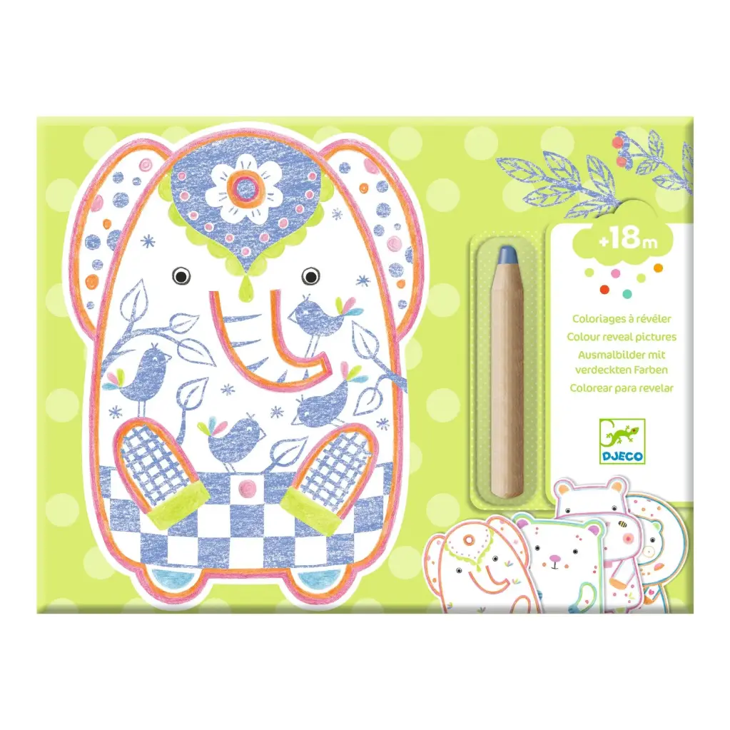 Djeco - Coloriage - Animaux sauvages à révéler - 18 mois + 