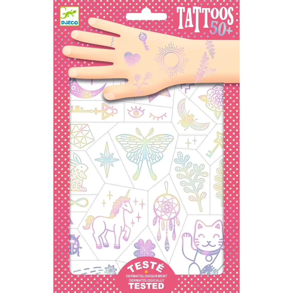 DJECO - Lot de 50 tatouages - Lucky Charms - 3 ans + 