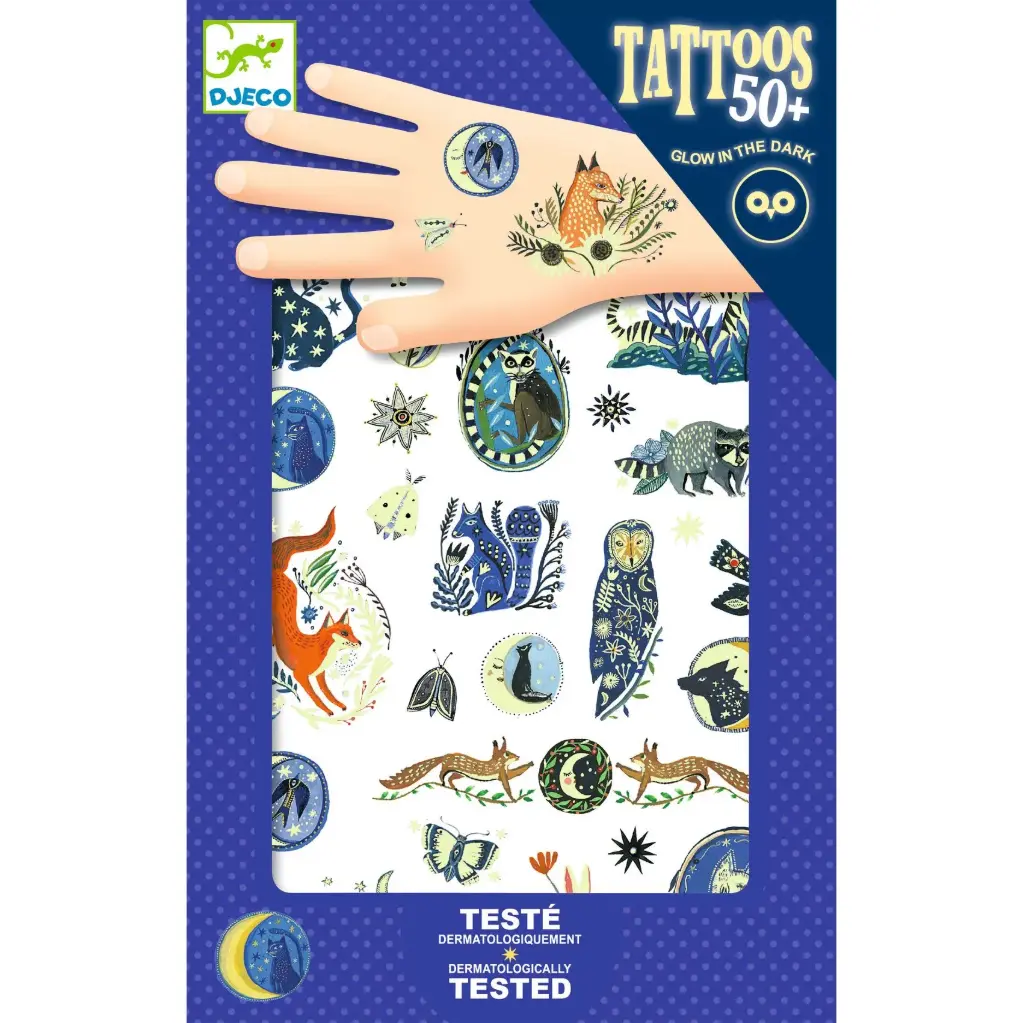 DJECO - Lot de 50 tatouages - Reflets de nuit - 3 ans +