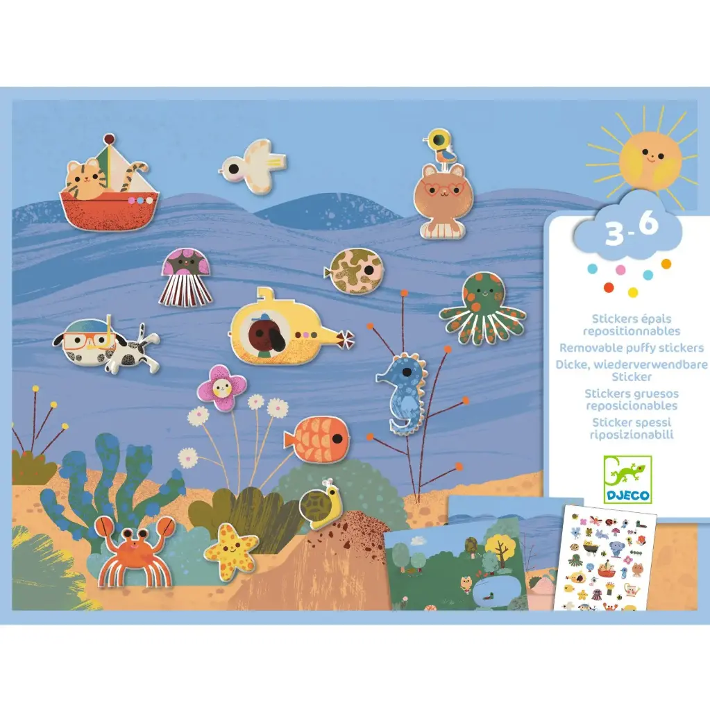 DJECO - Stickers épais et repositionnables - Summertime - 3-6 ans