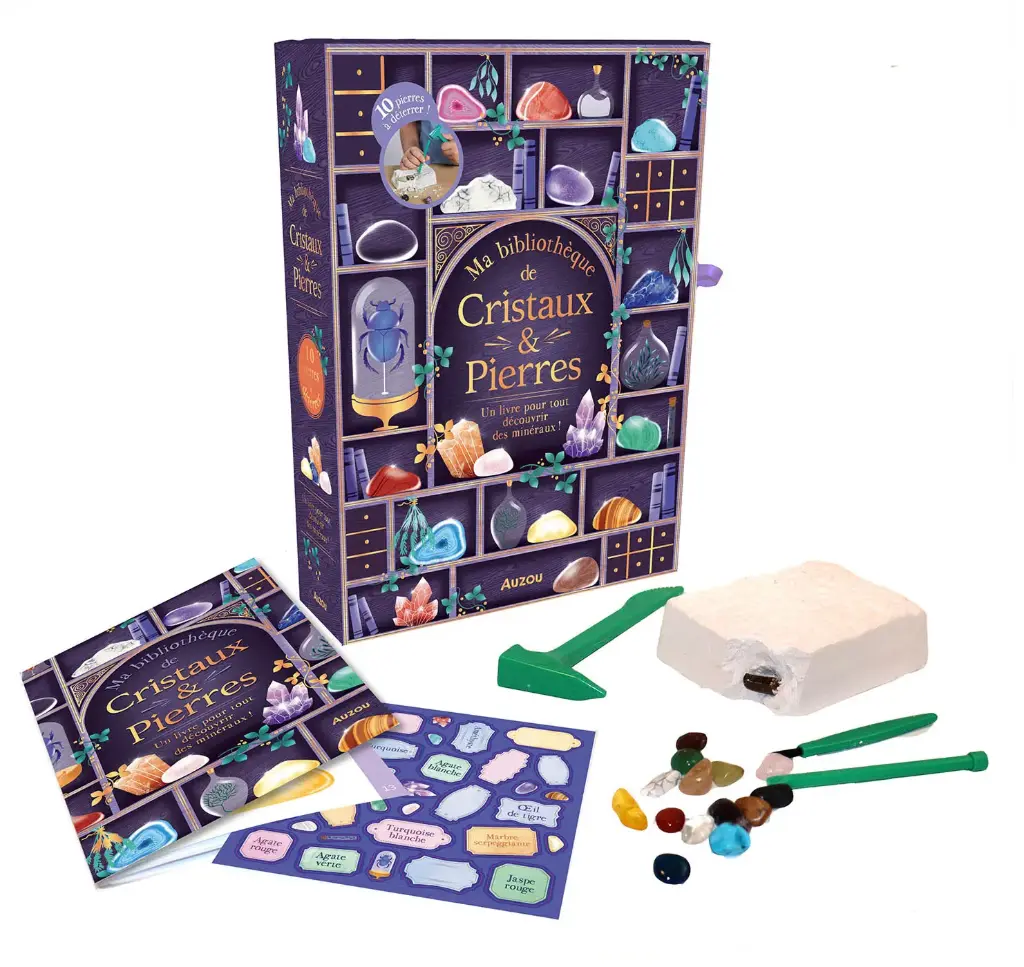 Auzou - Ma bibliothèque de cristaux et pierres -  6 ans +