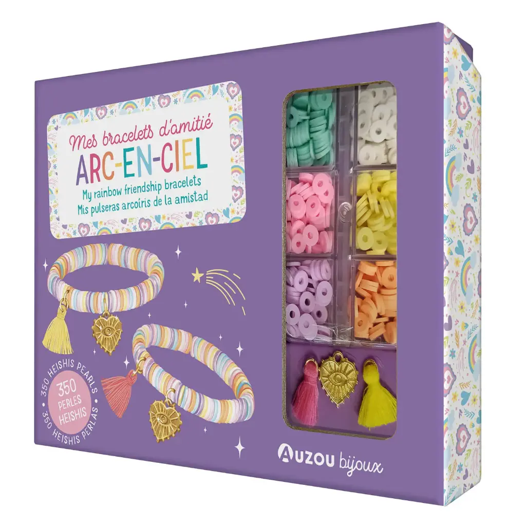 Auzou Bijoux - Mon Superbe Bijou - Mes bracelets d'amitié Arc-en-ciel - 6 ans +