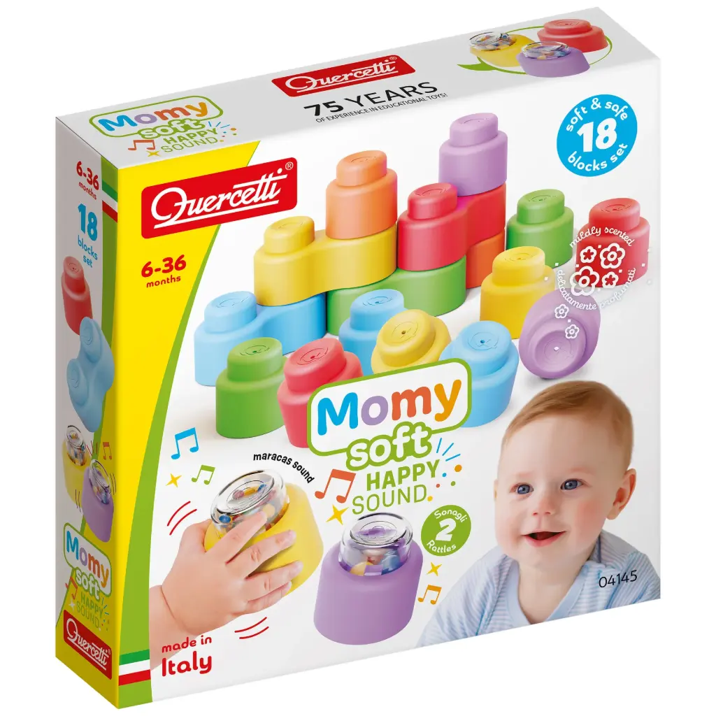 Quercetti - Momy Soft Happy Sound - 18 blocs souples sonores