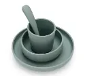 Jollein - Set de repas Bébé Silicone (4 pièces) - Ash Green