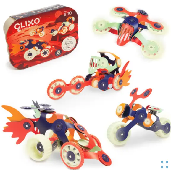Clixo - Mars Rovers - Jeu de construction phosphorescent magnétique flexible - 30 pièces