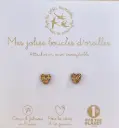 Les petites hirondelles - Boucles d'oreilles paillettées - Coeurs - Doré