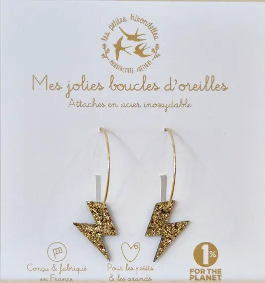 Les petites hirondelles - Créoles paillettées - Eclairs - Doré 