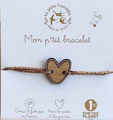Les petites hirondelles - Bracelet - Coeurs - Doré