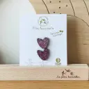 Les petites hirondelles - Pin's feutrine pailletée - Coeurs à partager - rose 