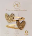 Les petites hirondelles - Barettes Doubles - Coeurs - Doré
