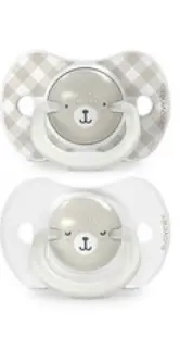 Suavinex - Lot de 2 tututes de nuit en silicone 0-6 mois - Wild&Free Gris