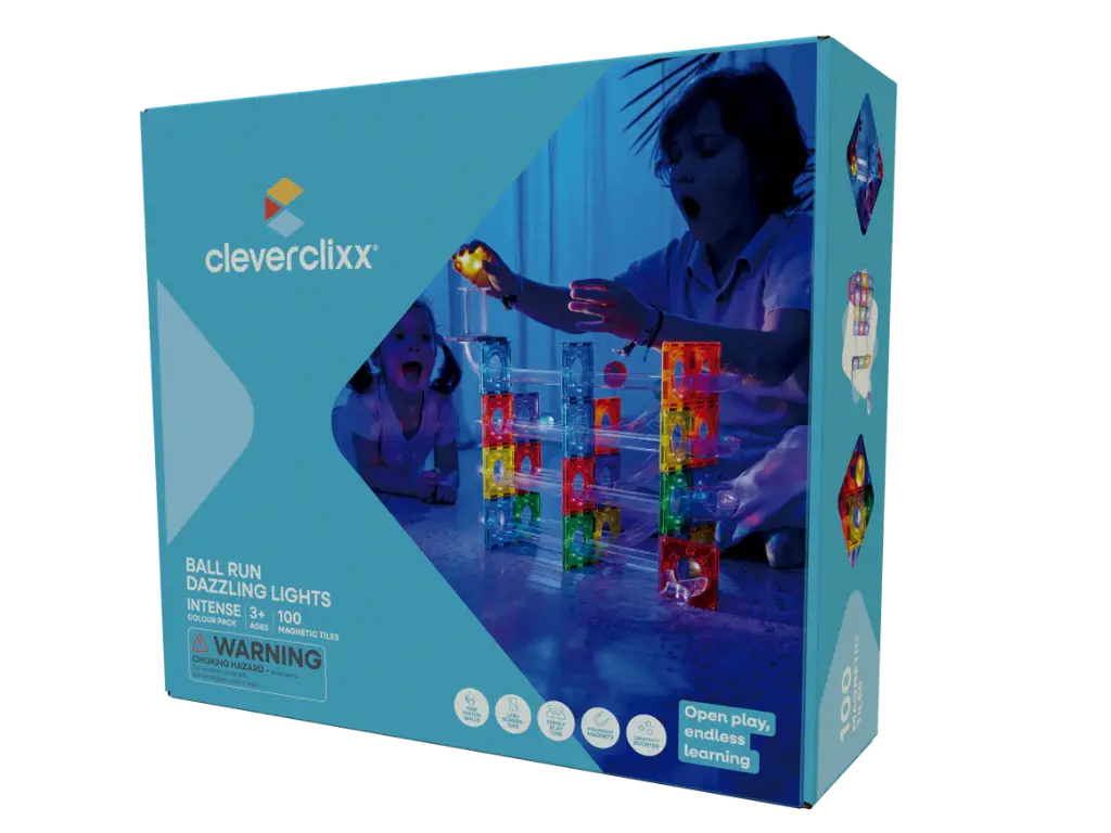 Cleverclixx - Circuit de billes Dazzling Lights Pack intense - 100 pièces