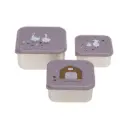 Lassig - Lot de 3 petites boîtes à goûter inox - Tiny Farmer - Lilas