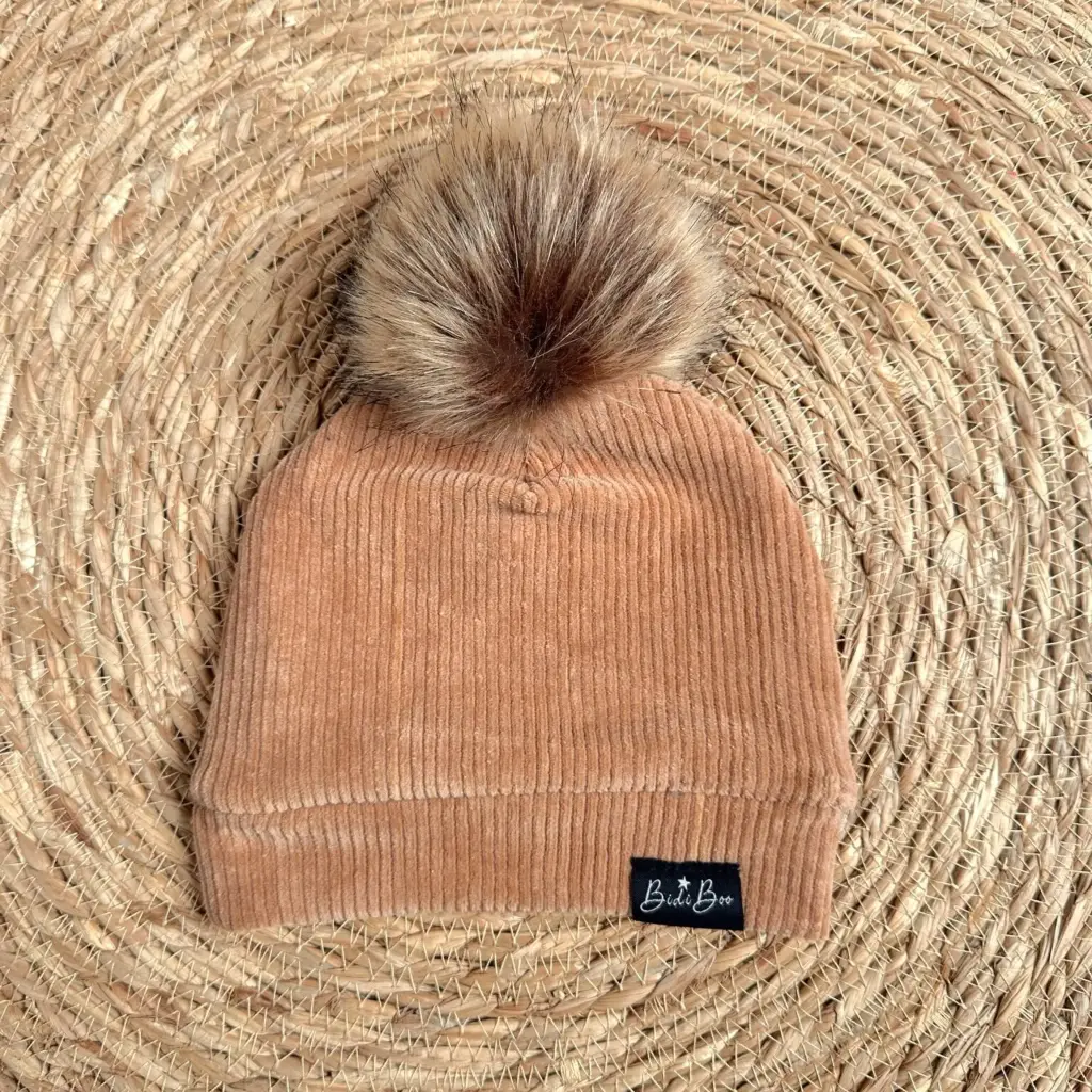 BidiBoo - Bonnet Pompon - Rib camel