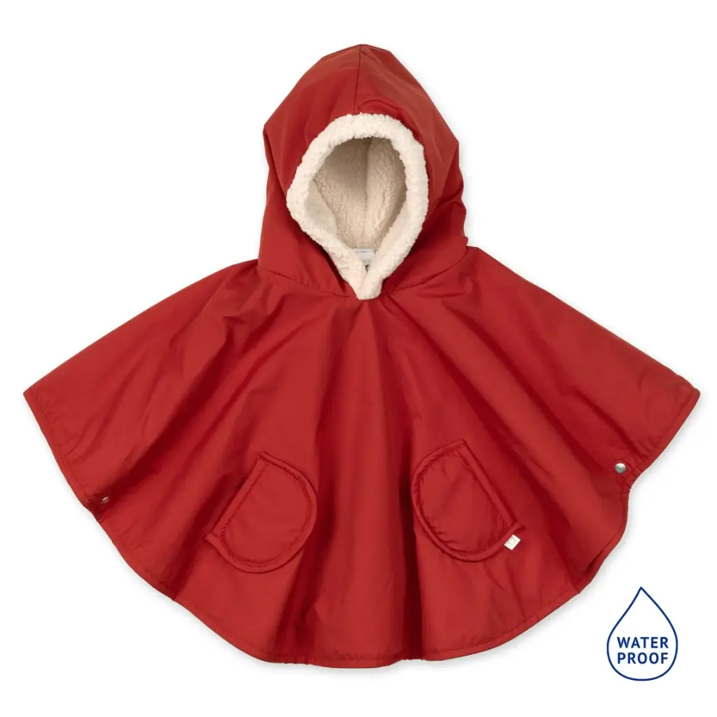 Bemini - Poncho de Voyage 9-36m - Waterproof + Teddy - Carmin