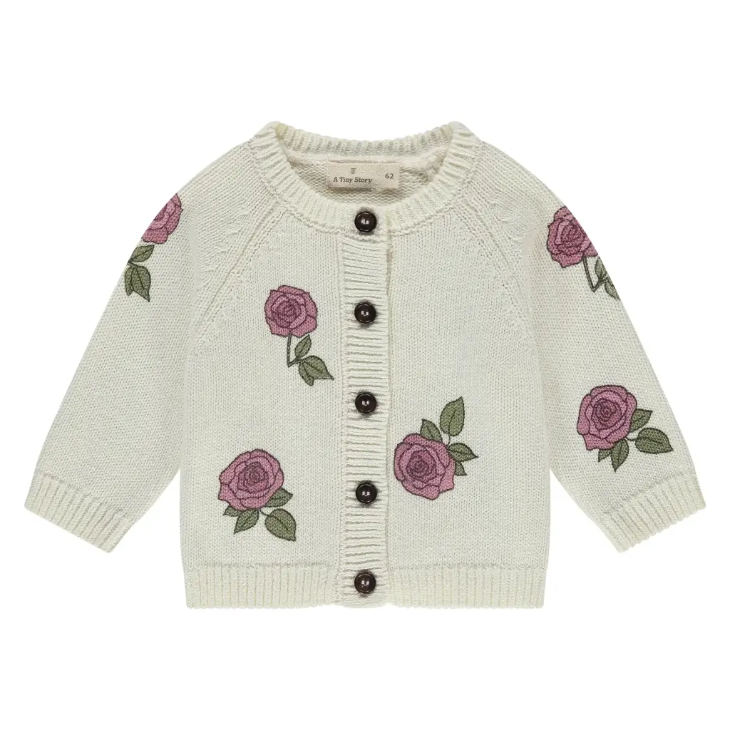 A Tiny Story - Gilet à Boutons - Ecru Fleurs