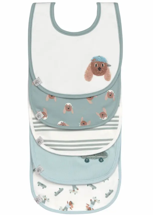 Lässig - Lot de 5 bavoirs - Value pack - Tiny Team Chien 