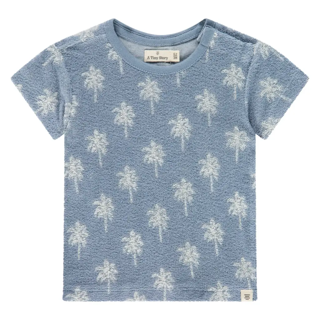 A Tiny Story - T-Shirt courtes manches - Bleu Clair Palmiers