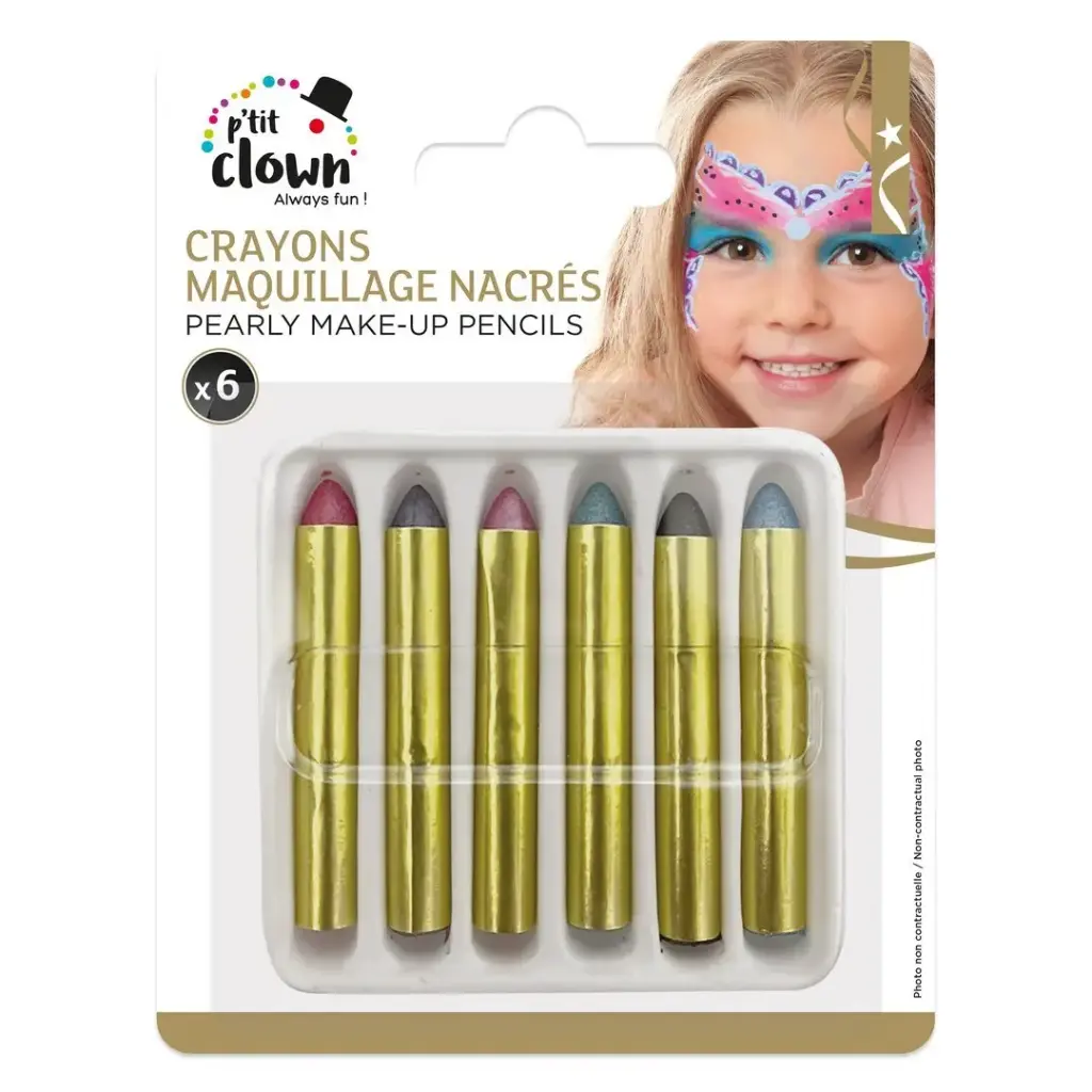 P'tit Clown - Lot de 6 crayons de maquillage - Nacré