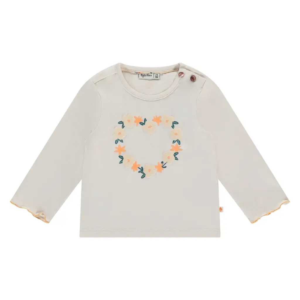 Babyface - T-shirt fille à longues manches - Cœur Fleuri - Ivory